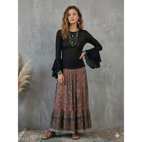 Zara Tops - Zara Black Sheer Blouse With Ruffle Cuffs Womens S